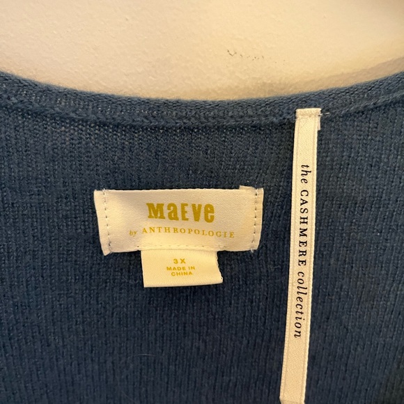 EUC Maeve by Anthropologie 100% cashmere dusty blue sweater w/ balloon sleeves - Picture 4 of 6